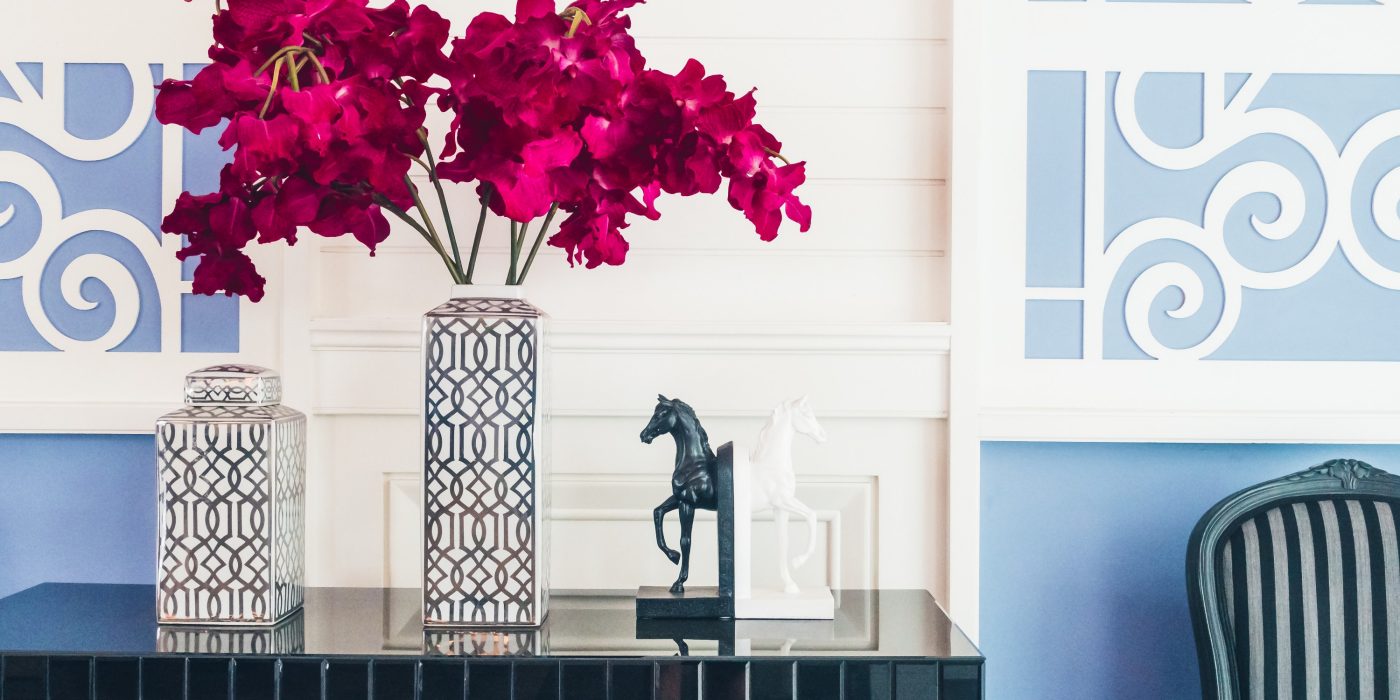 Vase flower decoration interior of living room - Vintage Filter