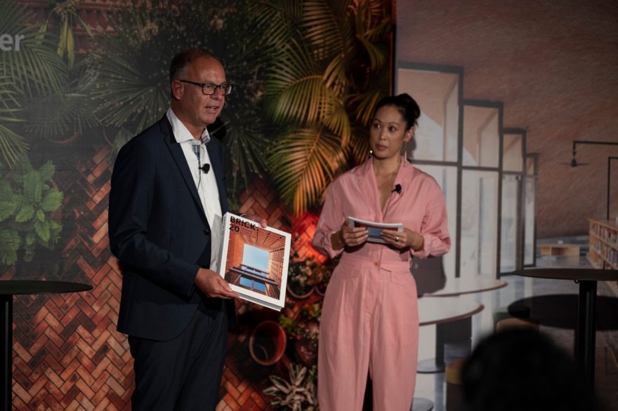Heimo Scheuch presenting the Brick 20 book at the Brick Award 20 Ceremony